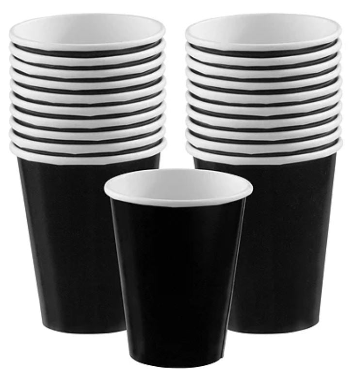 Black Paper Cups Pack Of 20 Partytime
