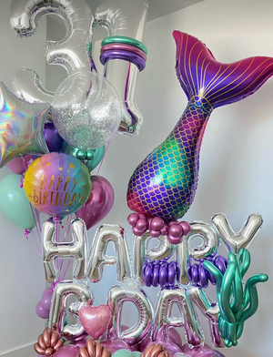 Birithday ballon decoration in mermaid theme from parytime shop in hong kong