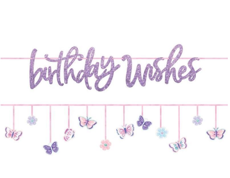 Butterfly Flutter Birthday Wishes Letter Banner Pack of 2 – Partytime