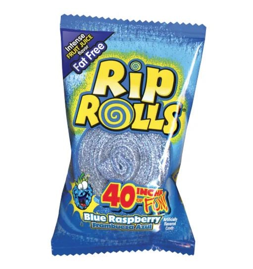 Rip Rolls Sour Blue Raspberry 1.4Oz - Partytime